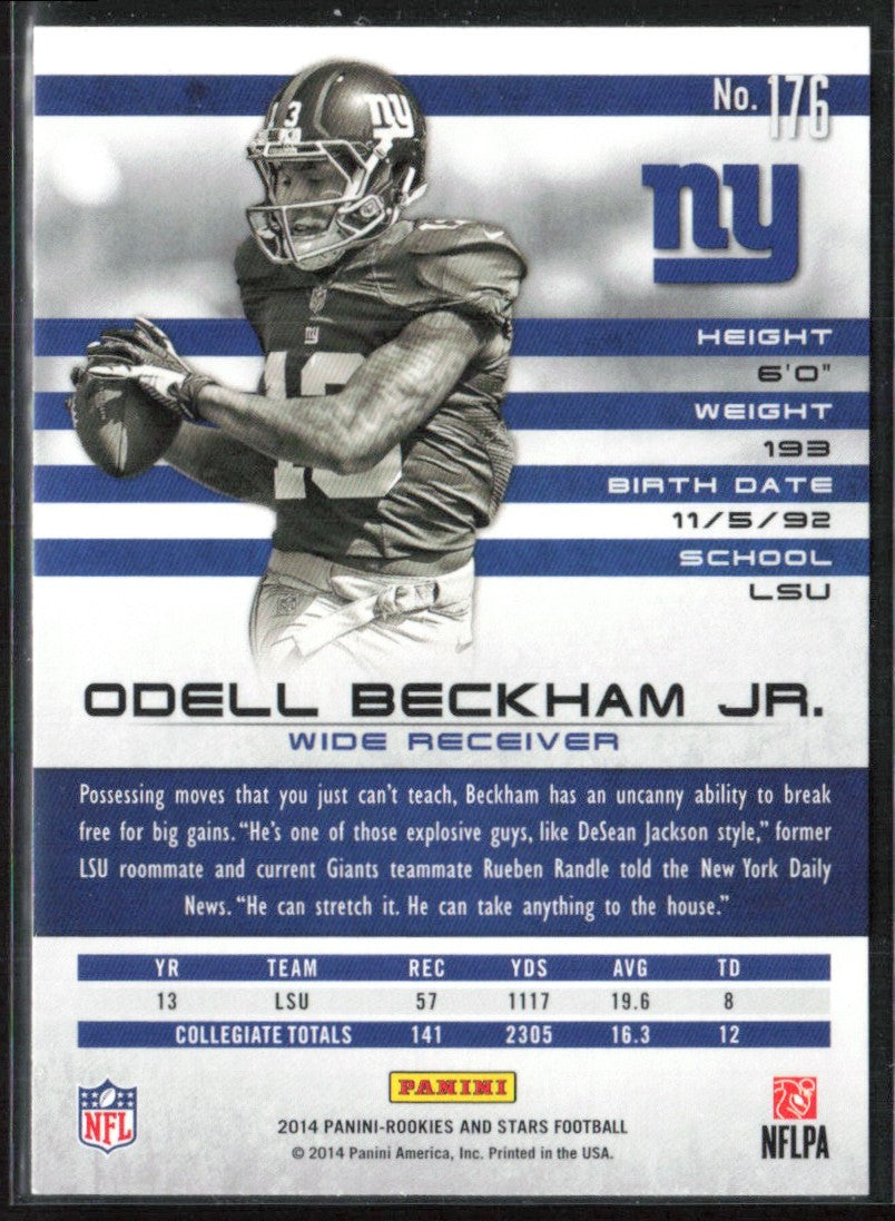 Odell Beckham Jr. 2014 Panini Rookies & Stars RC #176 New York Giants