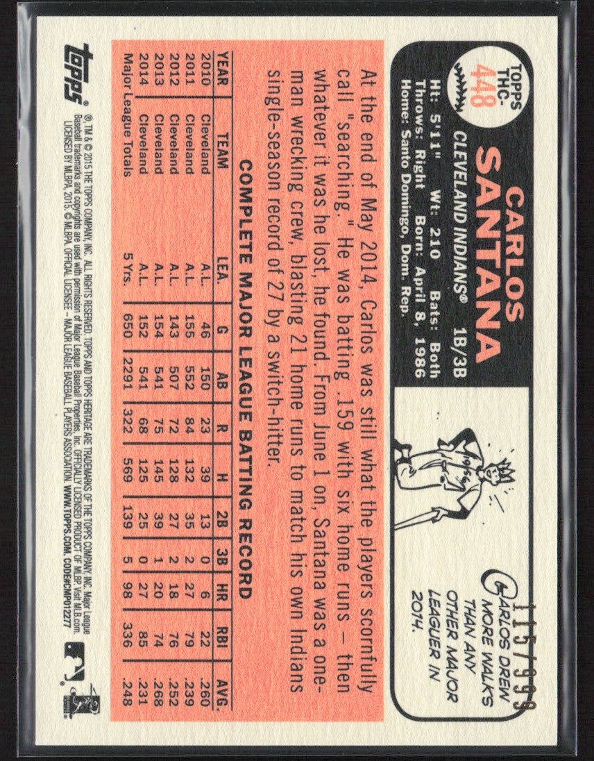 Carlos Santana 2015 Topps Heritage Chrome /999 #THC-448 Cleveland Indians