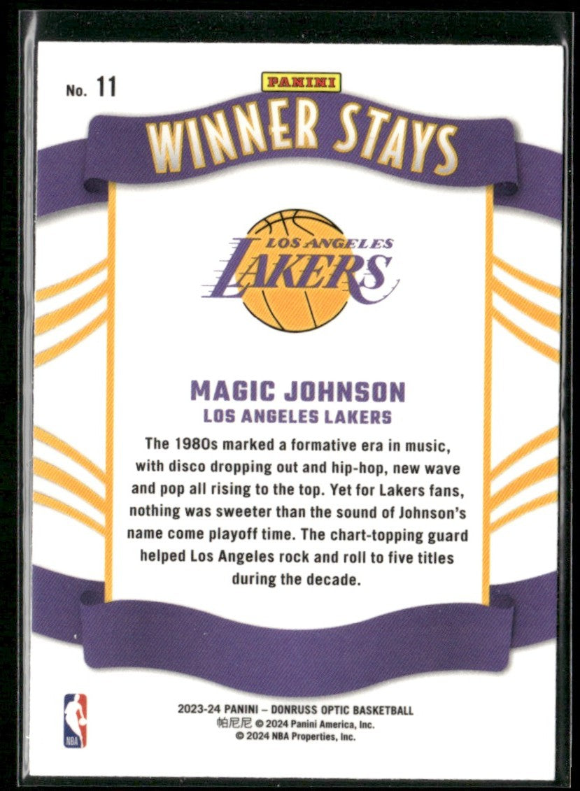 Magic Johnson 2024 Donruss Optic Winner Stays #11 Los Angeles Lakers