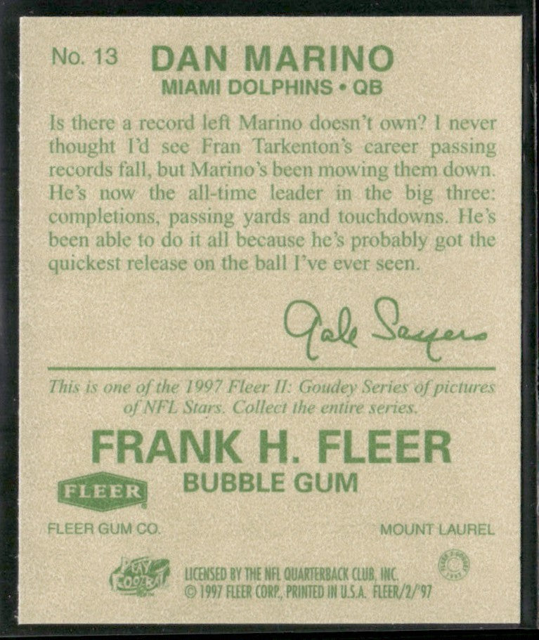 Dan Marino 1997 Fleer Goudey Mini #13 Miami Dolphins