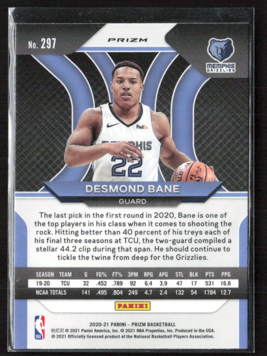 Desmond Bane 2020 Panini Prizm Red White and Blue RC #297 Memphis Grizzlies