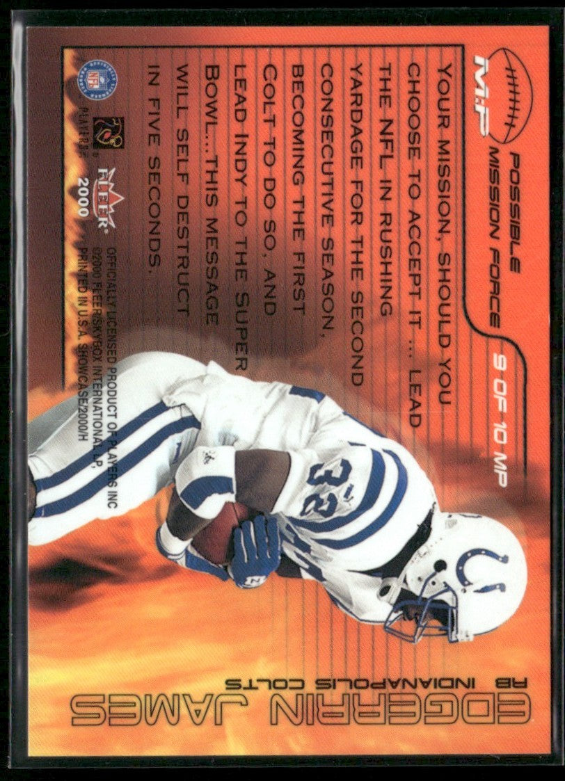 Edgerrin James 2000 Fleer Showcase Mission: Possible #9MP Indianapolis Colts