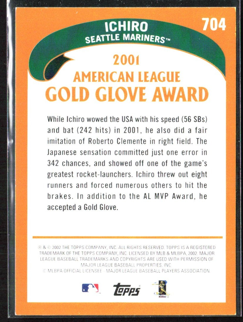 Ichiro 2002 Topps Gold Glove #704 Seattle Mariners
