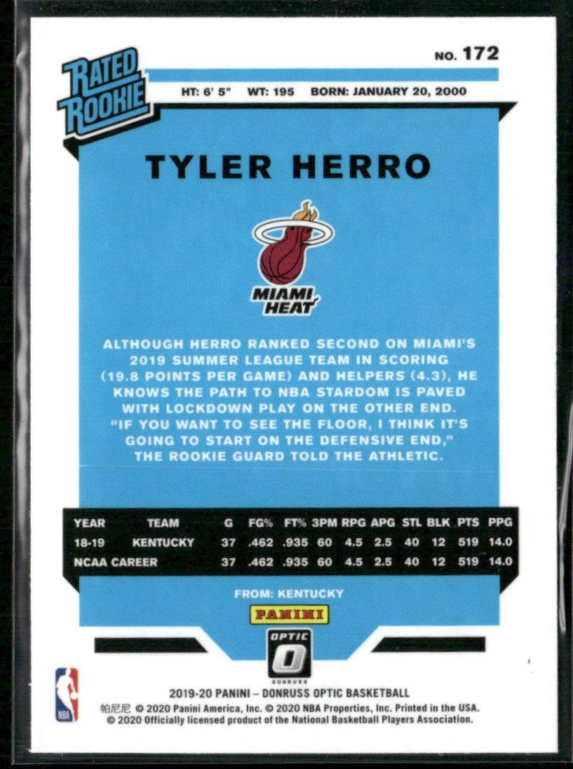 Tyler Herro 2019 Donruss Optic RC #172 Miami Heat