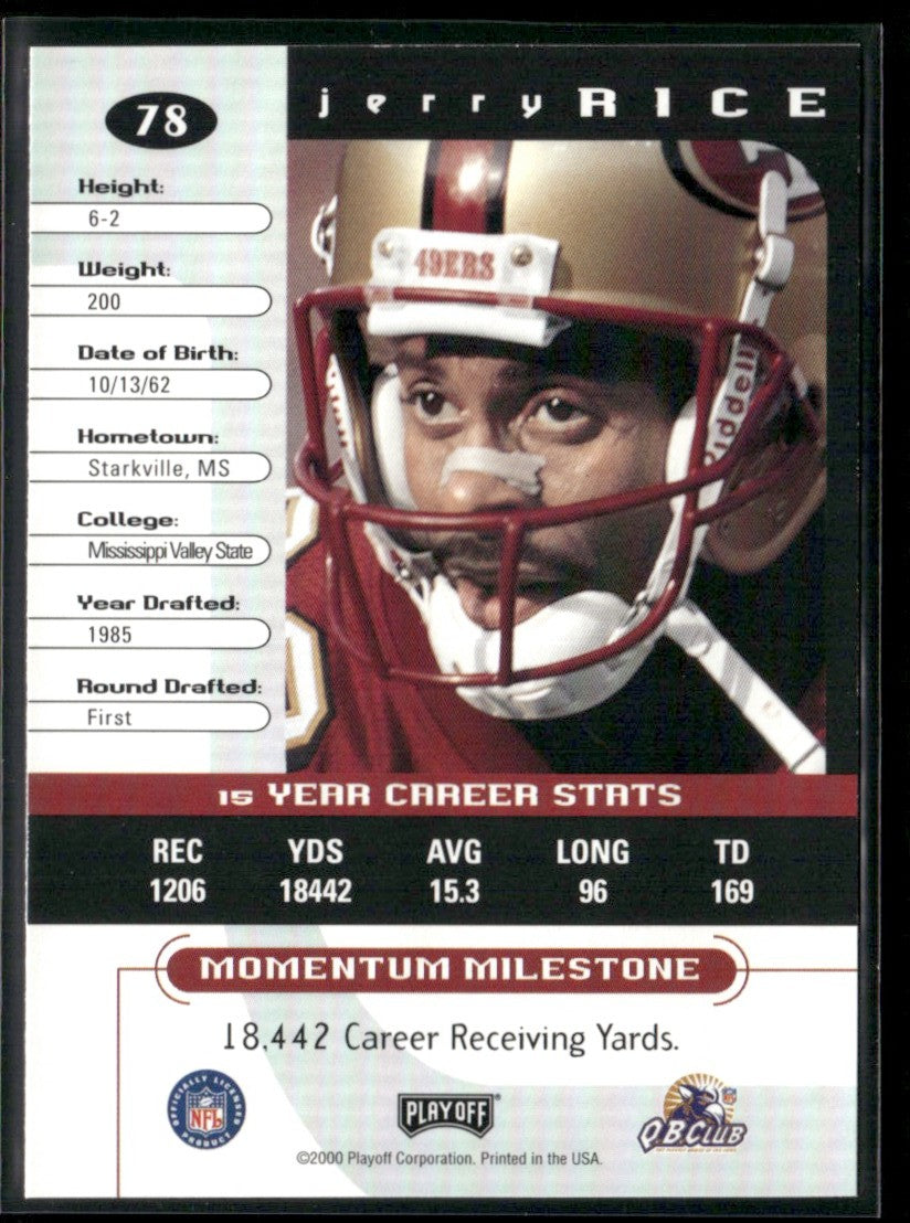 Jerry Rice 2000 Playoff Momentum #78 San Francisco 49ers
