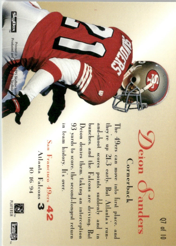Deion Sanders 1995 Skybox Quickstrike #Q7 San Francisco 49ers