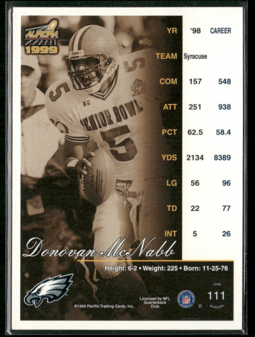 Donovan McNabb 1999 Pacific Aurora RC #111 Philadelphia Eagles
