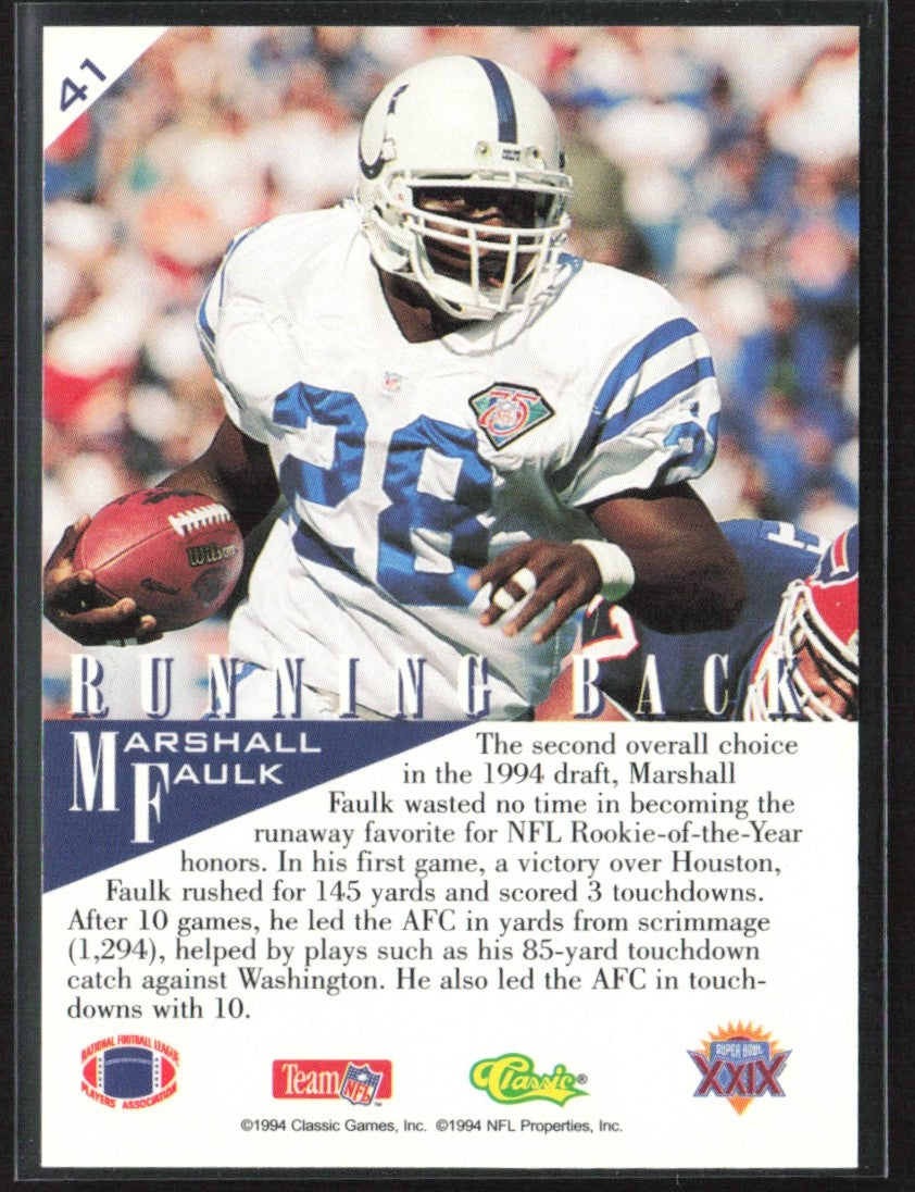 Marshall Faulk 1995 Classic NFL Experience #41 Indianapolis Colts