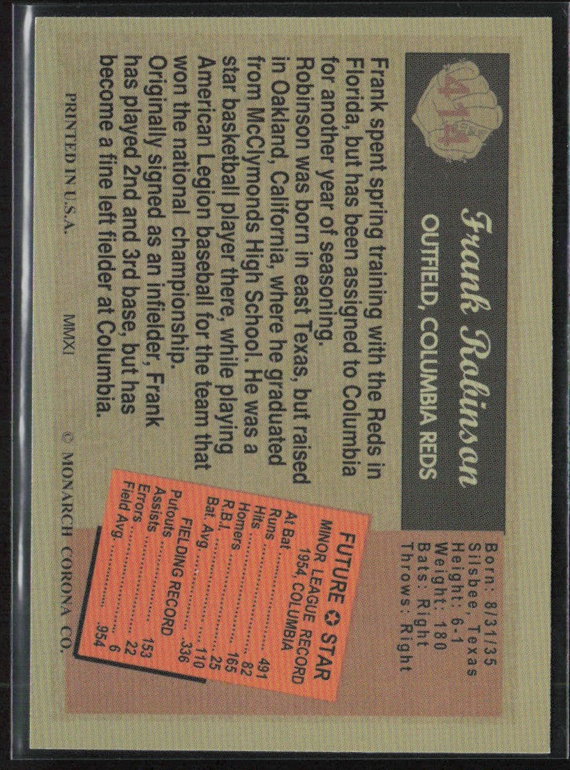 Frank Robinson 2011 Monarch Coronoa #414 Cincinnati Reds