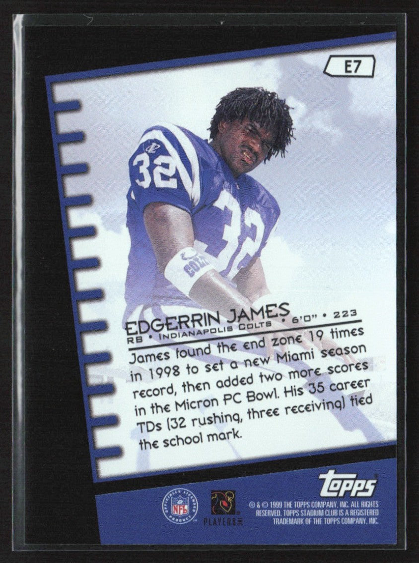 Edgerrin James 1999 Topps Stadium Club Emperors of the Zone RC #E7
