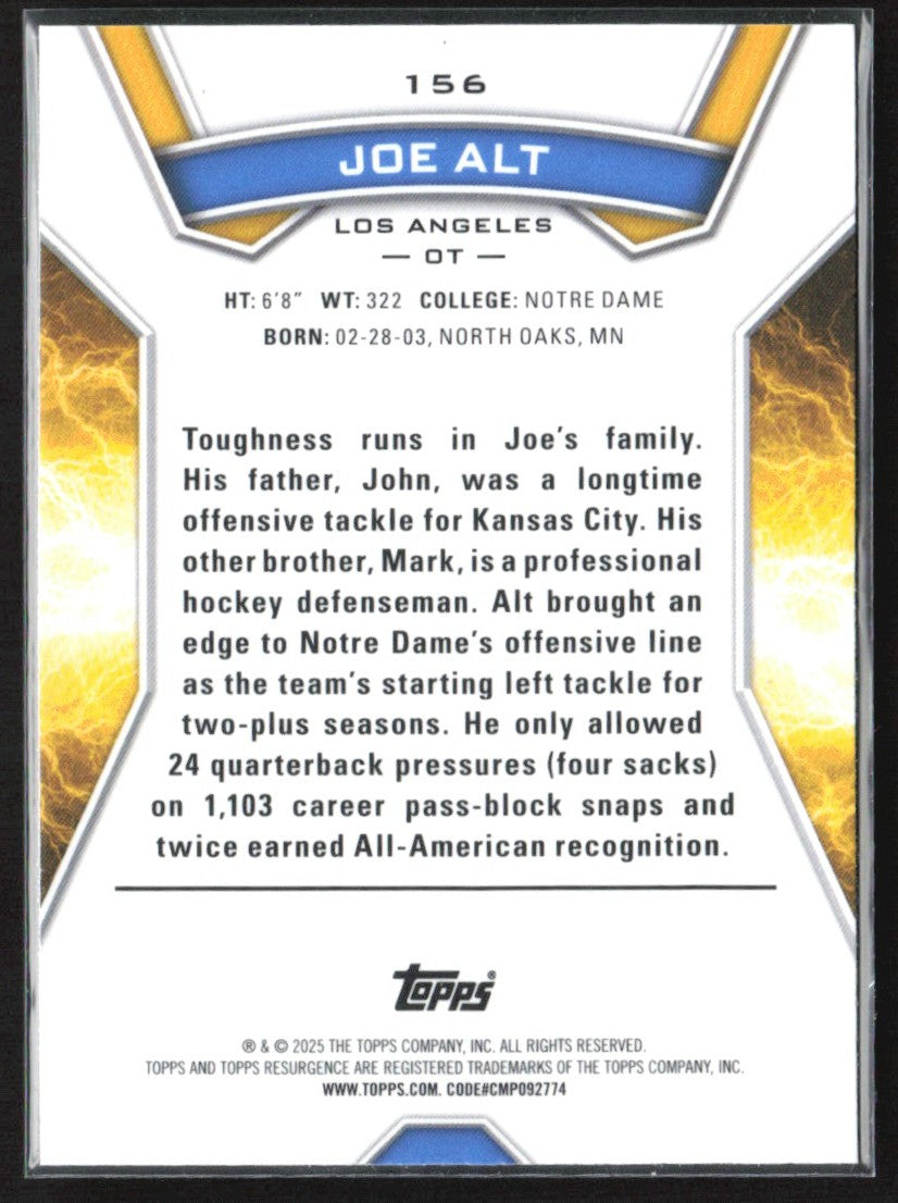 Joe Alt 2024 Topps Resurgence Sky Blue & Pink Shock Refractor RC #156