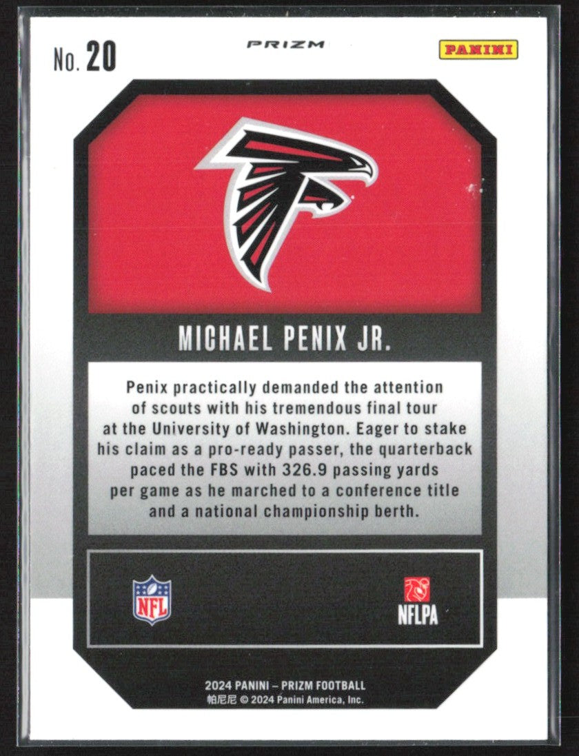Michael Penix Jr. 2024 Panini Prizm Emergent Green Wave RC #20 Atlanta Falcons