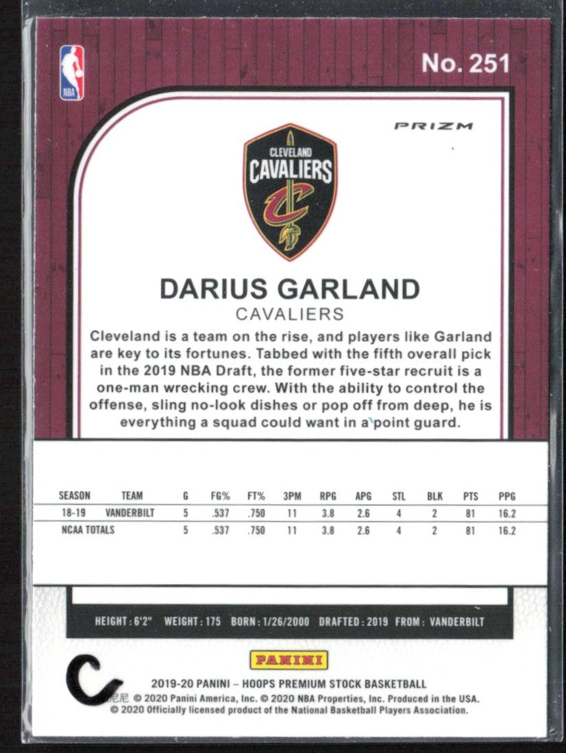 Darius Garland 2019 Panini NBA Hoops Premium Stock Flash RC #251