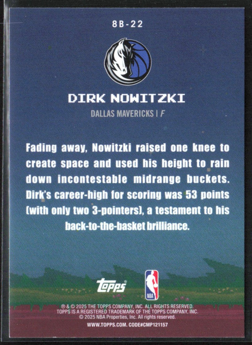 Dirk Nowitzki 2025 Topps 8-Bit Ballers #8B-22 Dallas Mavericks