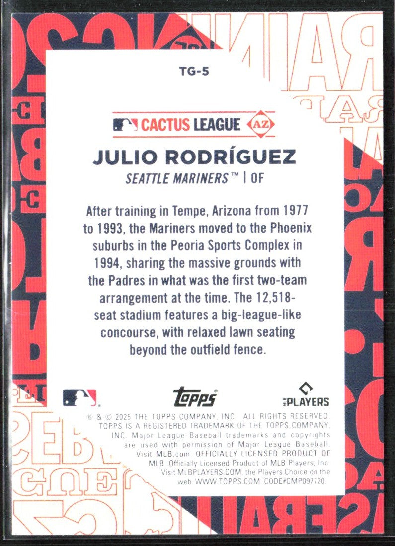 Julio Rodriguez 2025 Topps Training Grounds #TG-5 Seattle Mariners