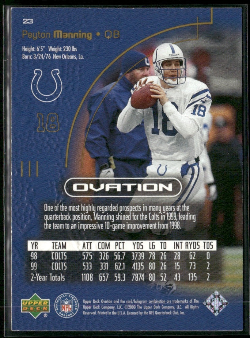 Peyton Manning 2000 Upper Deck Ovation #23 Indianapolis Colts
