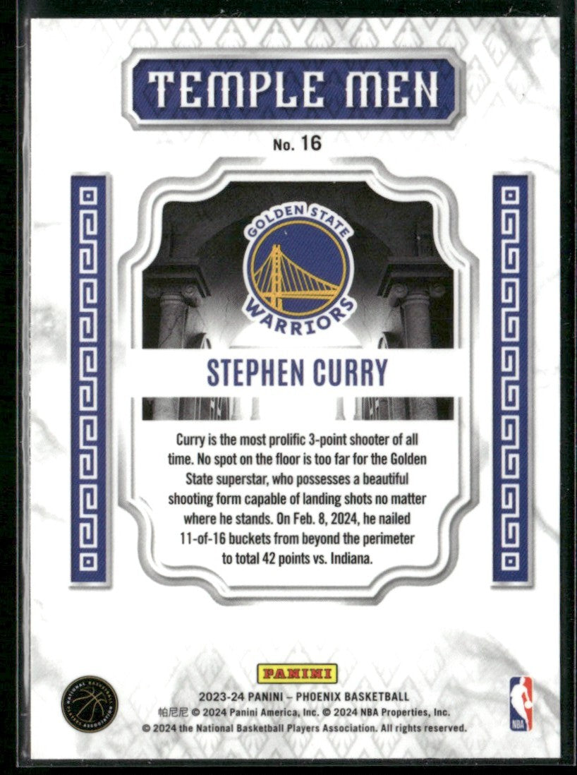 Stephen Curry 2023 Panini Phoenix Temple Men #16 Golden State Warriors