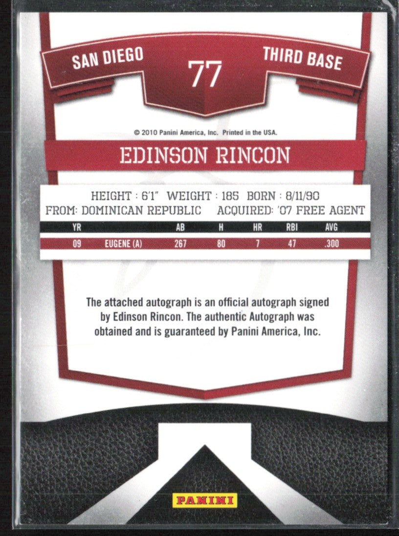 Edinson Rincon 2010 Donruss Elite Extra Edition Franchise Futures AUTO /819 #77