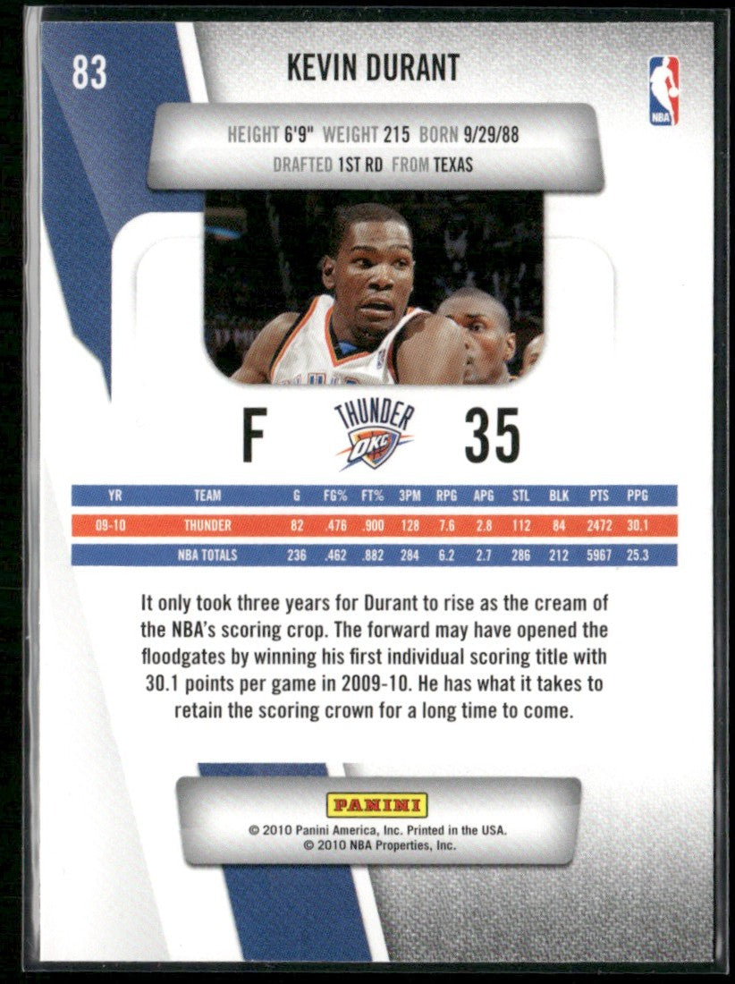 Kevin Durant 2010 Panini Prestige #83 Oklahoma City Thunder