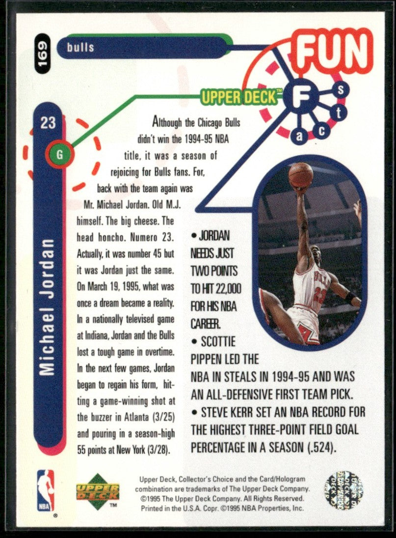 Michael Jordan 1995 Upper Deck Collector's Choice Fun Facts #169 Chicago Bulls