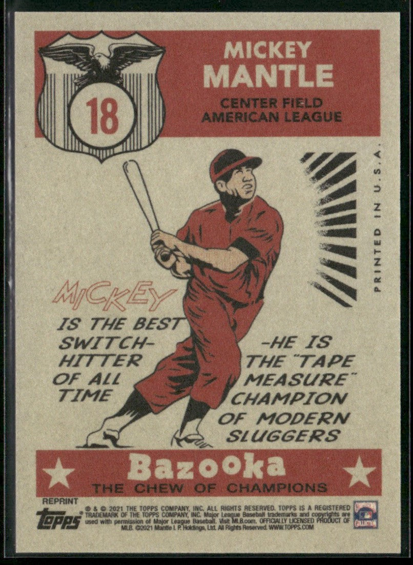 Mickey Mantle 2021 Topps x Mickey Mantle #18 New York Yankees
