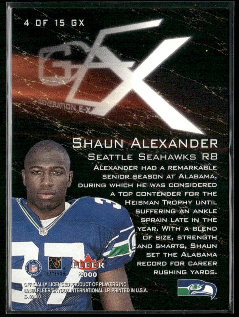 Shaun Alexander 2000 Fleer E-X Generation #4GX Seattle Seahawks
