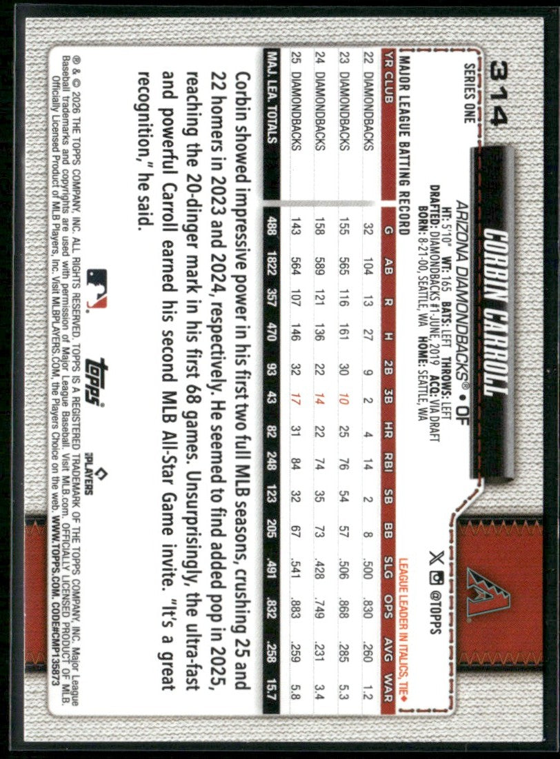 Corbin Carroll 2026 Topps Easter Green Foil #314 Arizona Diamondbacks