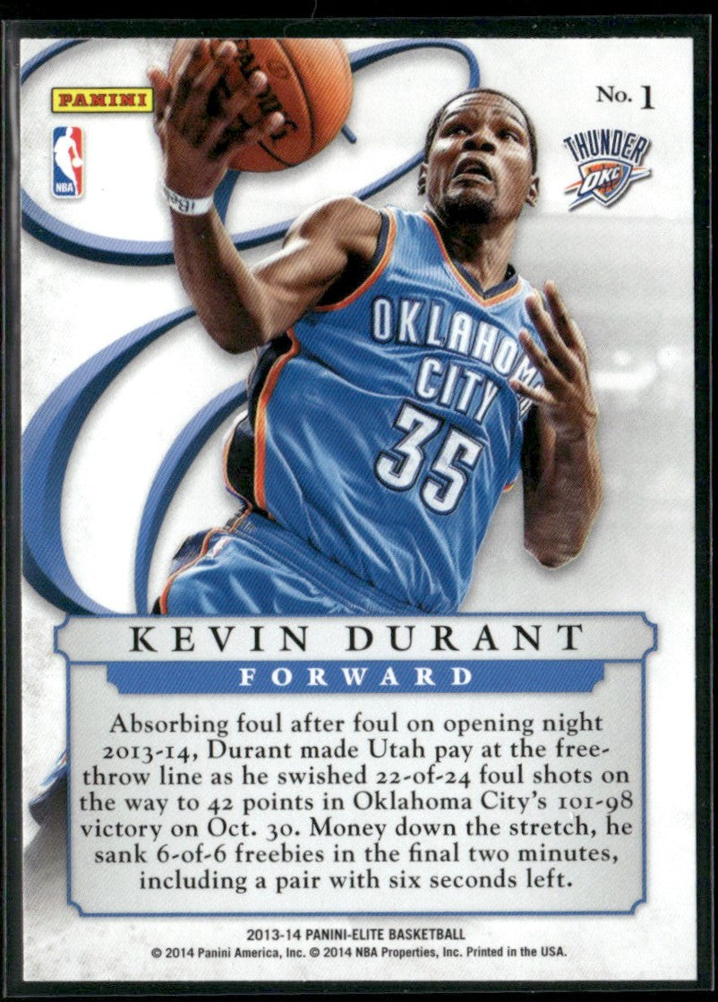 Kevin Durant 2013 Panini Elite Series #1 Oklahoma City Thunder