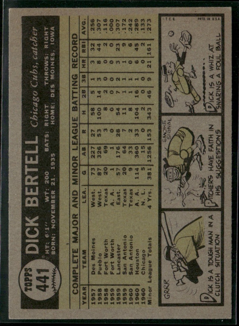Dick Bertell 1961 Topps RC #441 Chicago Cubs
