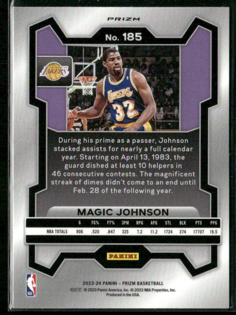 Magic Johnson 2023 Panini Prizm Orange Ice #185 Los Angeles Lakers