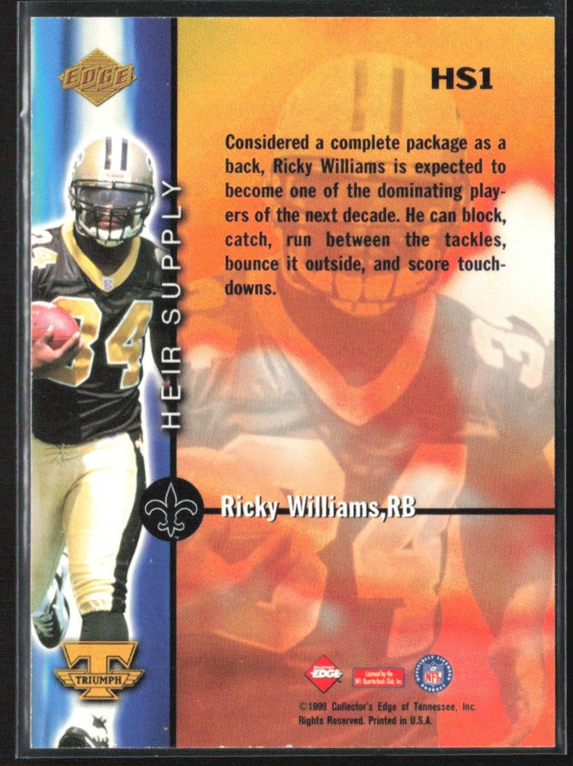 Ricky Williams 1999 Collector's Edge Triumph Heir Supply RC #HS1