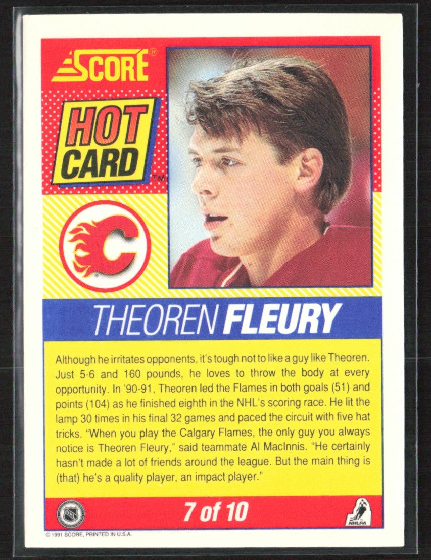 Theoren Fleury 1991 Score Hot Card #7 Calgary Flames