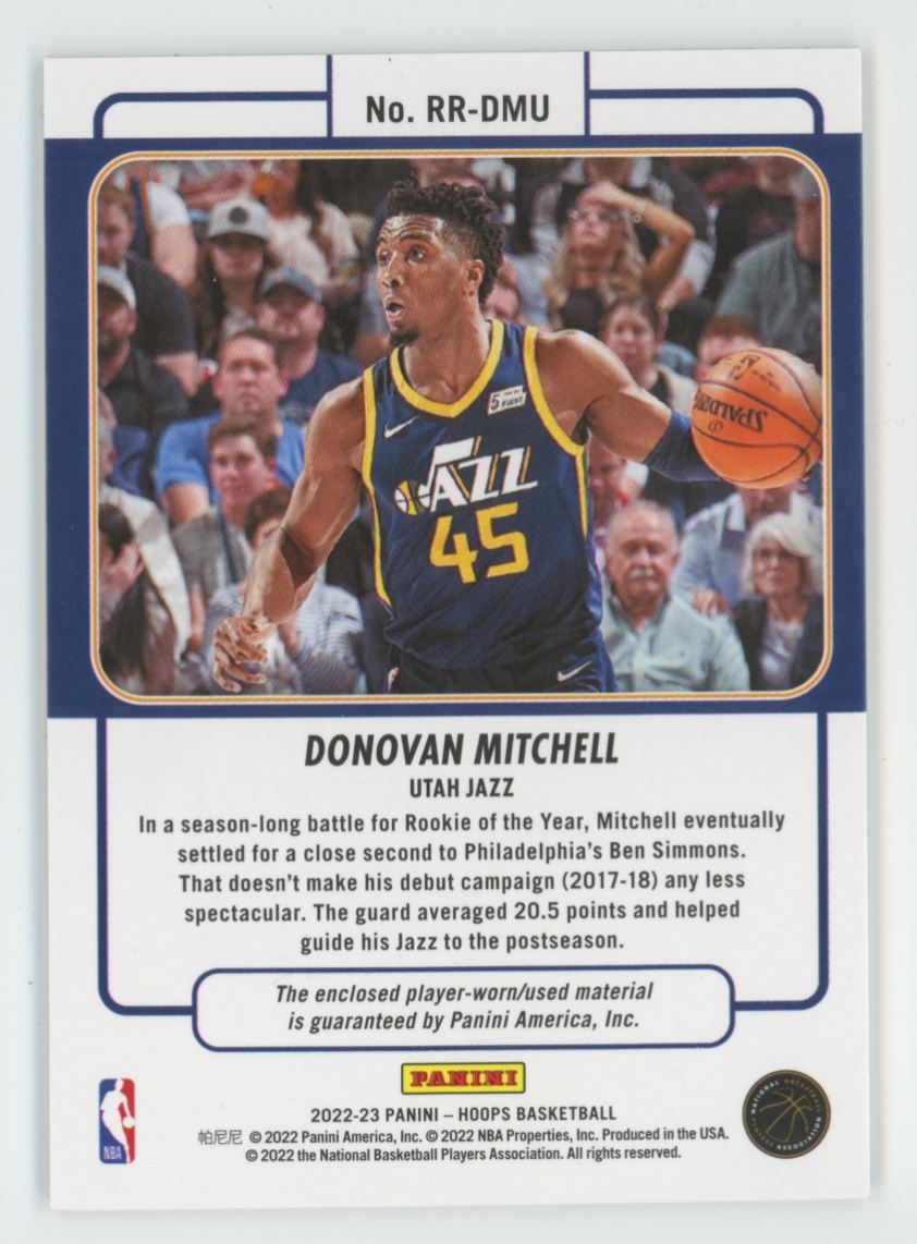 Donovan Mitchell 2022 NBA Hoops Rookie Remembrance Jersey #RR-DMU Utah Jazz