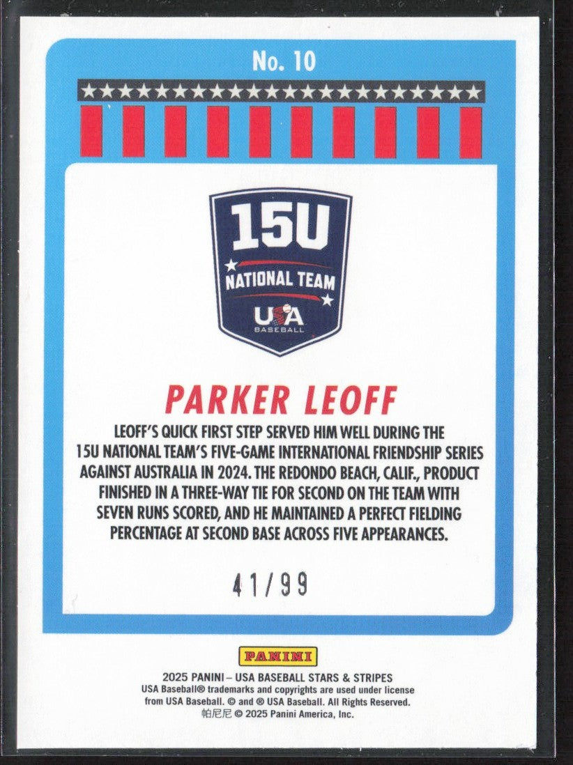 Parker Leoff 2025 Panini Stars & Stripes Purple /99 #10 USA