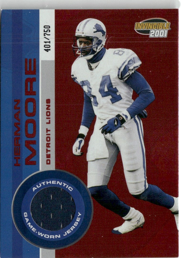 Herman Moore 2001 Pacific Invincible Red /750 Jersey #82 Detroit Lions