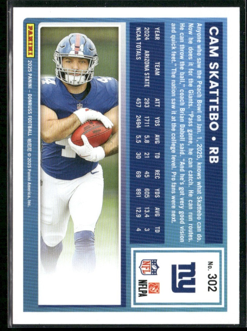 Cam Skattebo 2025 Donruss RC #302 New York Giants