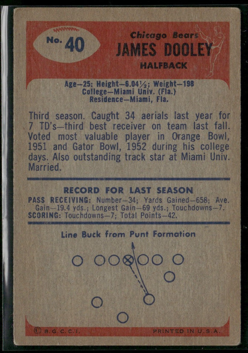 James Dooley 1955 Bowman #40 Chicago Bears