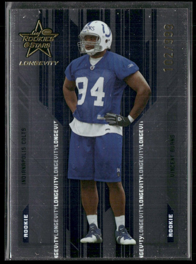Vincent Burns 2005 Leaf Rookies & Stars Longevity RC /999 #140