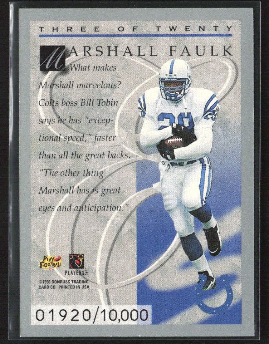 Marshall Faulk 1996 Donruss Elite /10000 #3 Indianapolis Colts