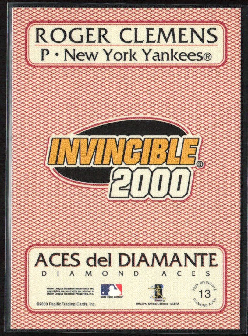 Roger Clemens 2000 Pacific Invincible Diamond Aces #13 New York Yankees