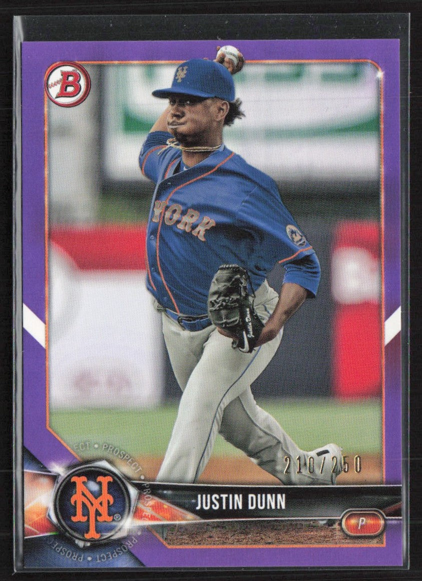 Justin Dunn 2018 Bowman Draft Purple /250 #BD-178 New York Mets