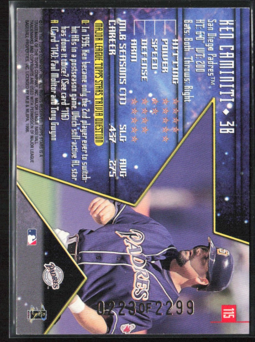 Tony Gwynn 1999 Topps Stars Gold /2299 #115 San Diego Padres