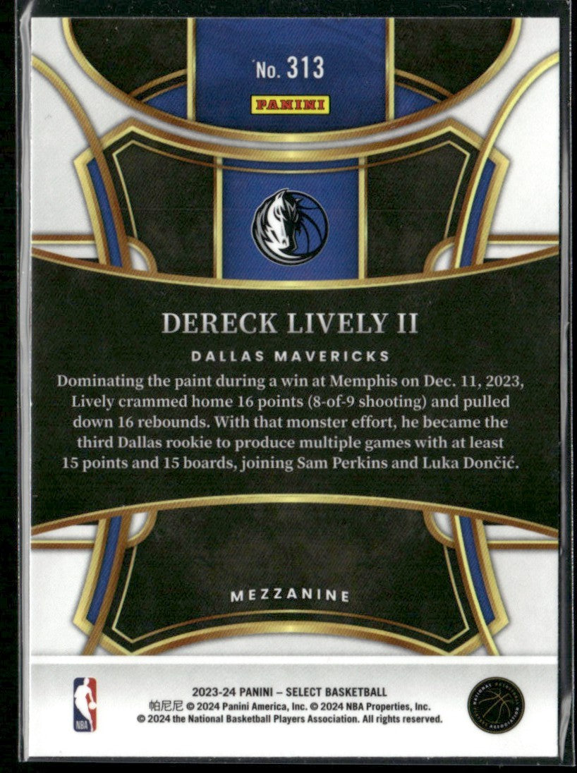 Dereck Lively II 2023 Panini Select Mezzanine RC #313 Dallas Mavericks