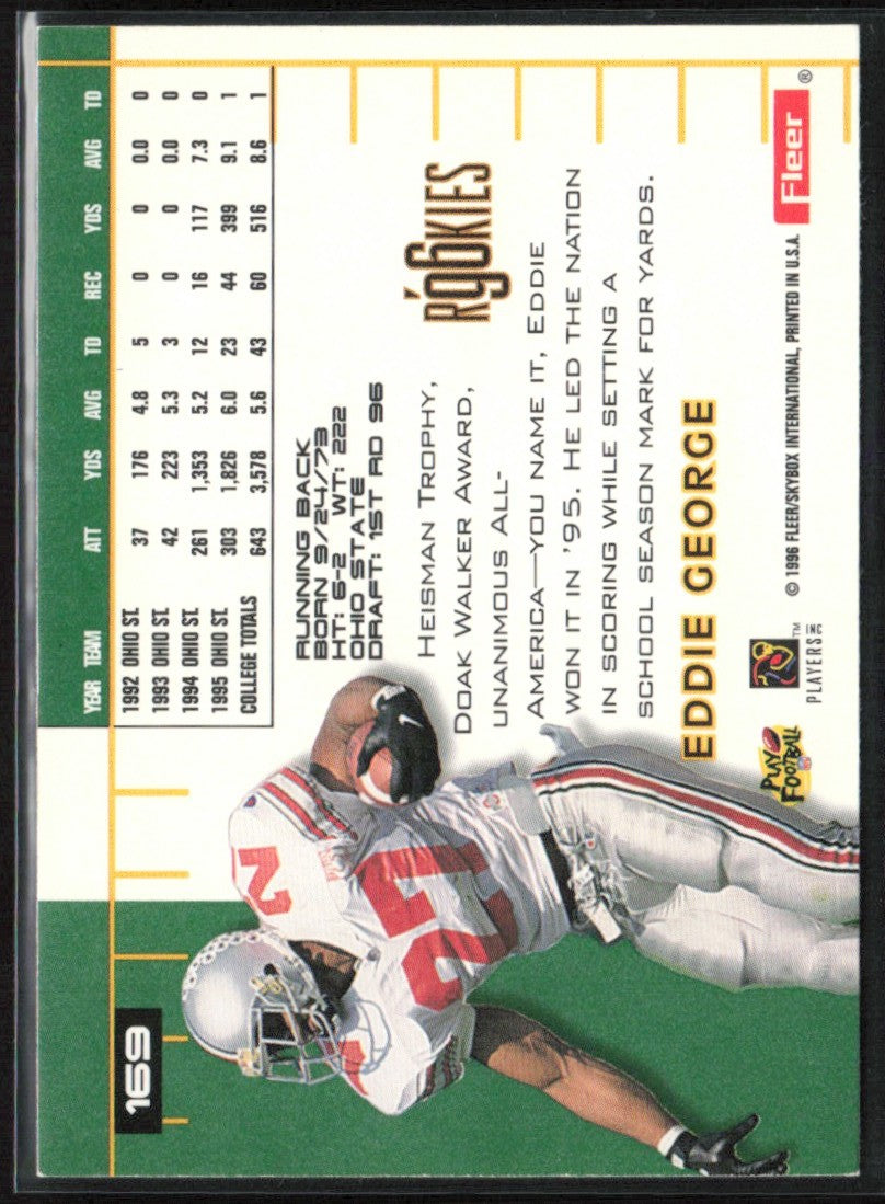 Eddie George 1996 Fleer Ultra #169 Ohio State Buckeyes