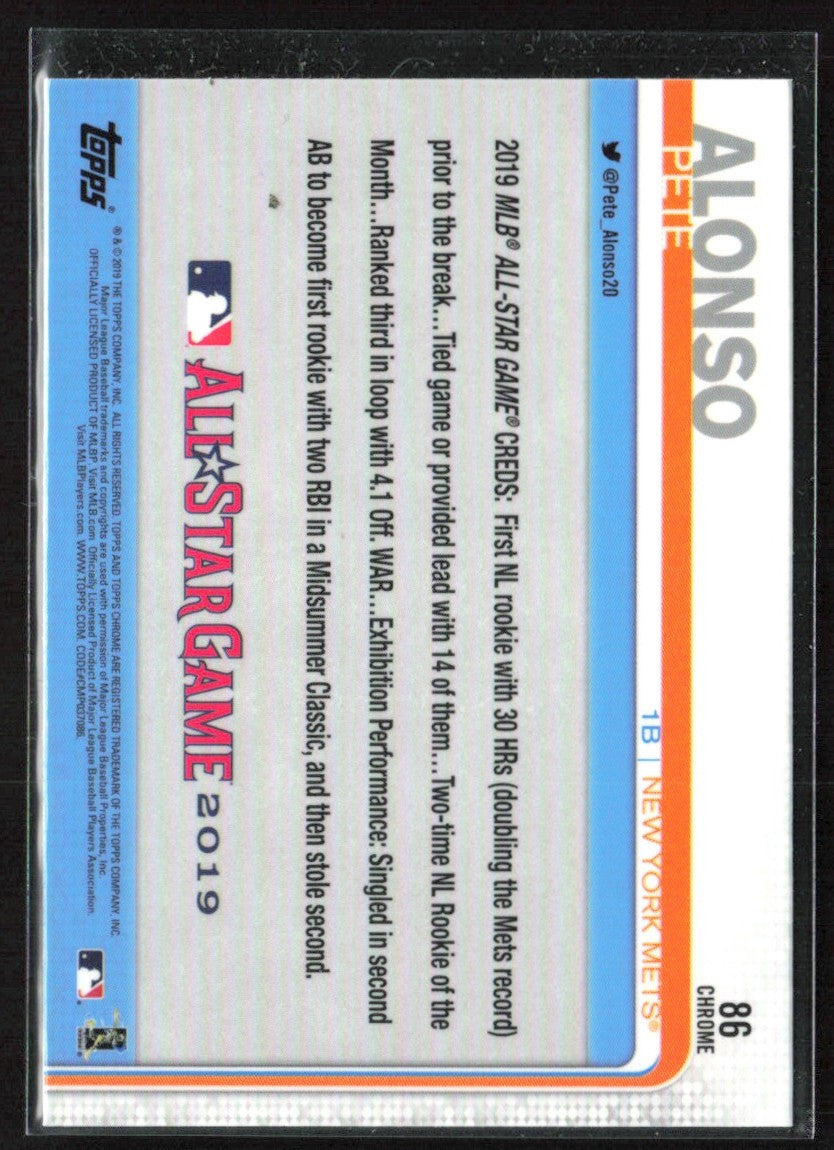 Pete Alonso 2019 Topps Chrome All-Star Game RC #86 New York Mets