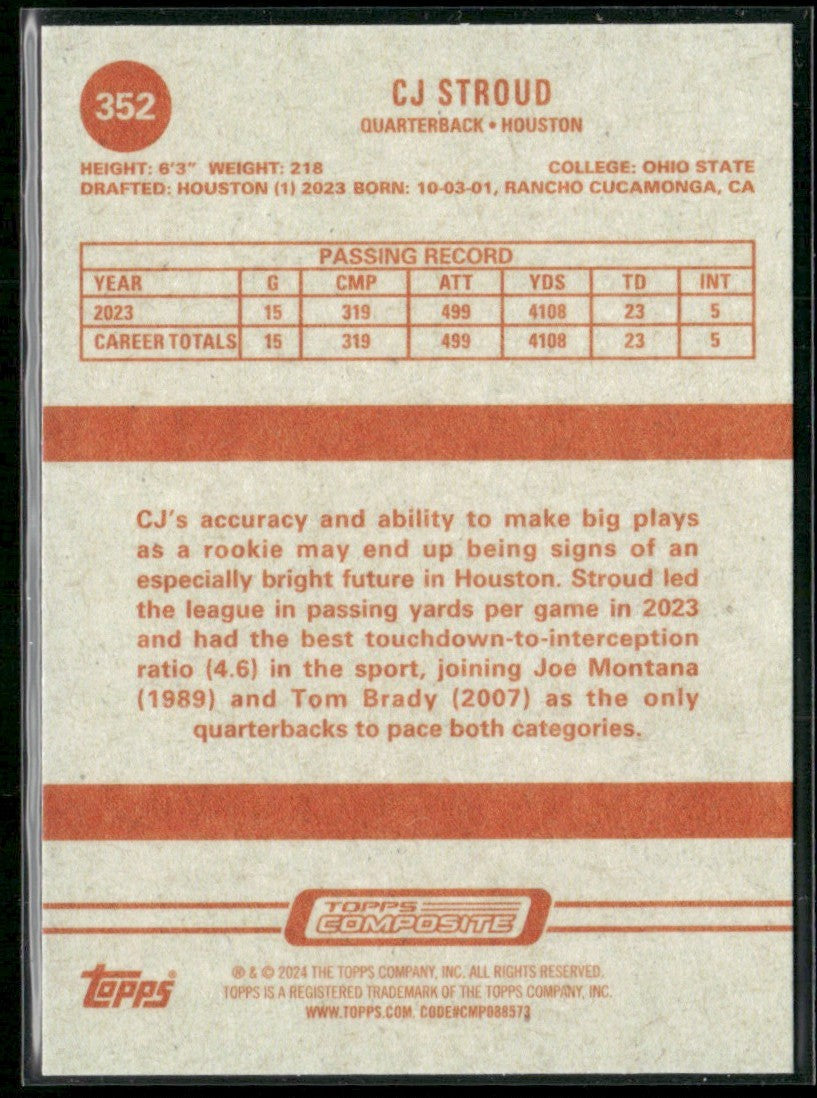 CJ Stroud 2023 Topps Composite Heritage RC #352 Houston Texans