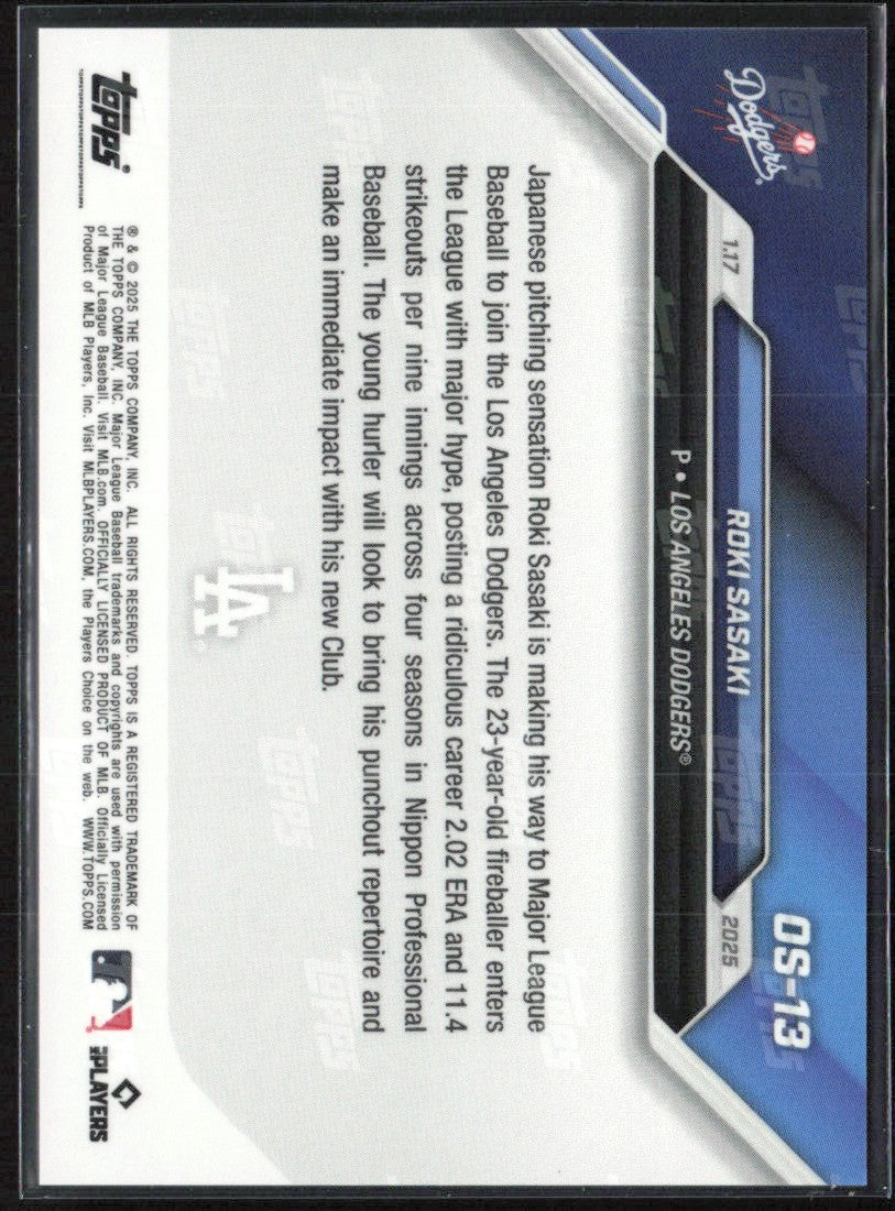 Roki Sasaki 2025 Topps Now #OS-13 Los Angeles Dodgers