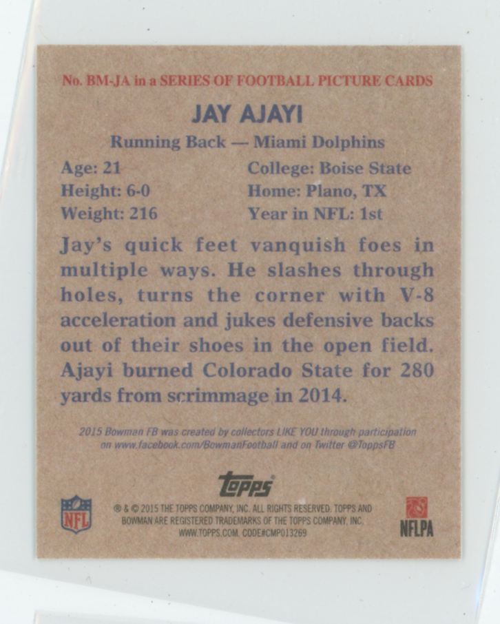 Jay Ajayi 2015 Topps '48 Bowman Mini RC #BM-JA Miami Dolphins