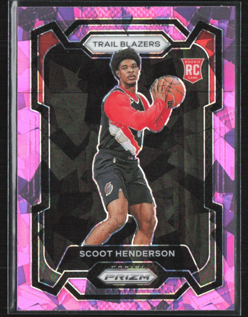 Scoot Henderson 2023 Panini Prizm Pink Ice RC #141 Portland Trail Blazers