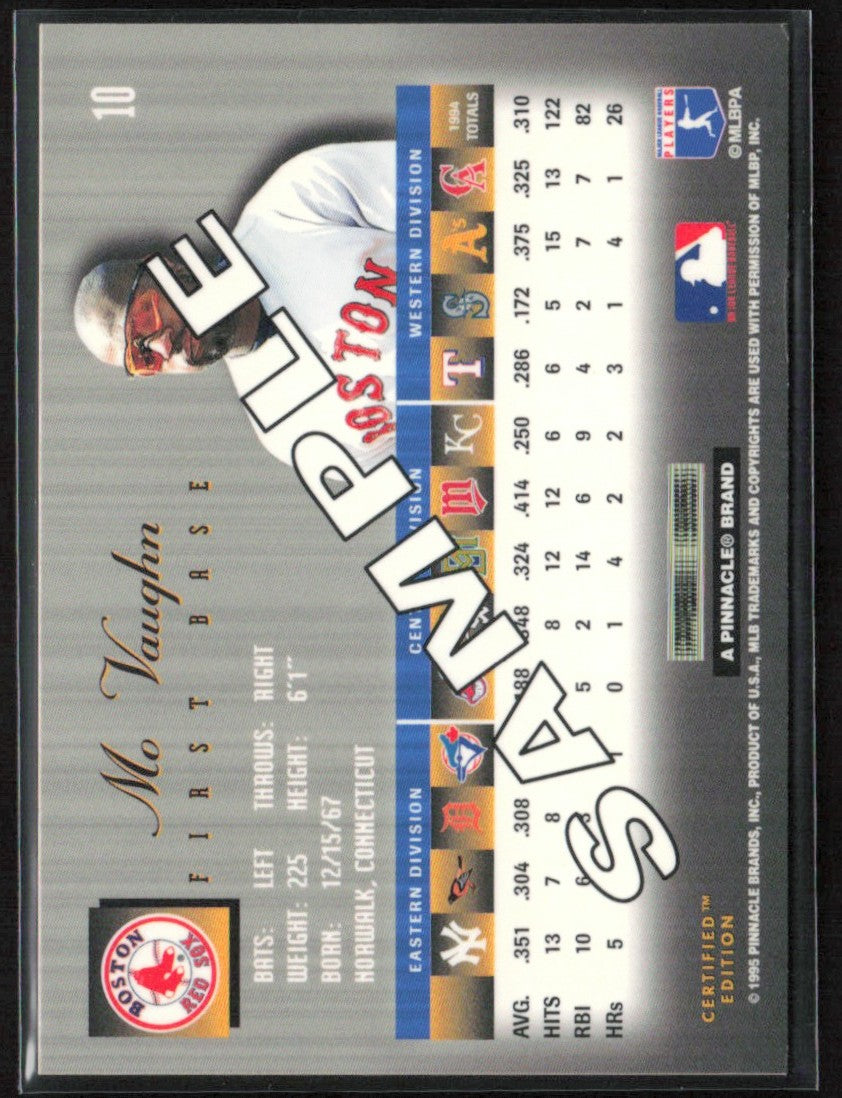 Mo Vaughn 1995 Select Certified Edition Sample #10 Boston Red Sox